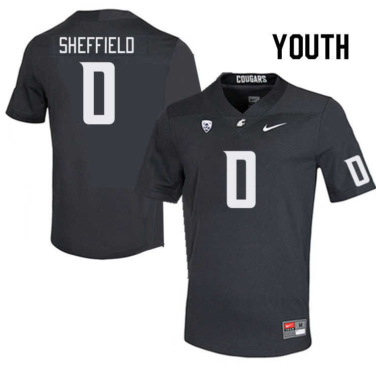 Youth #0 DT Sheffield Washington State Cougars College Football Jerseys Stitched Sale-Charcoal